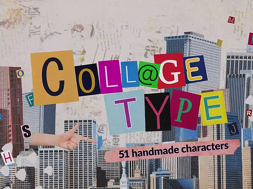 AE模板|复古创意旧报纸拼接文字数字抽象贴纸卡通动效