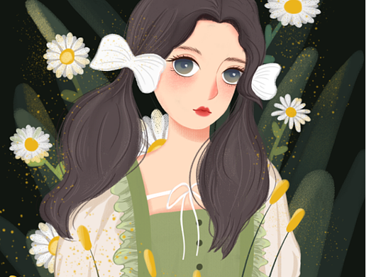 森系少女插画