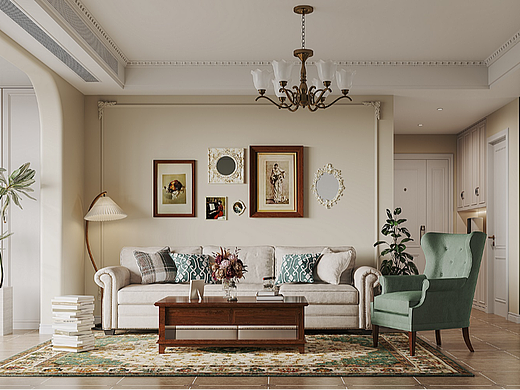 美式复古客餐厅—白龙马效果图