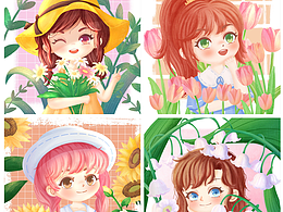 夏日花朵与少女