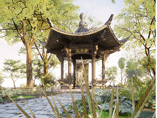 UE5渲染_中式庭院特写