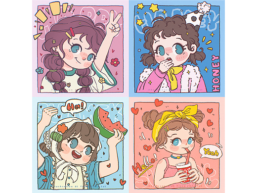 Yiran_依然依然插画。人物头像