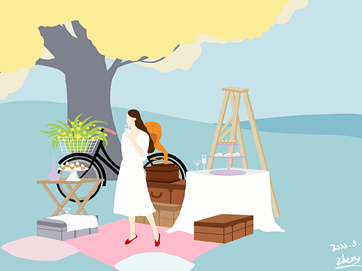 插画 | 春日里的浪漫（个人主页-ZNTk3ODg5MjA=） - 艺术插画 - 站酷设计师ZHEN珍珍原创素材 - 站酷ZCOOL