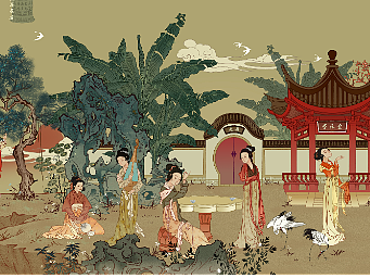 浮梁古县衙——瓷器茶文化长卷插画