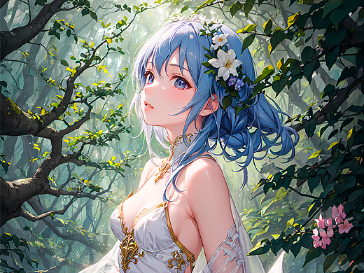【AI绘画作品-65】森林系魔法少女