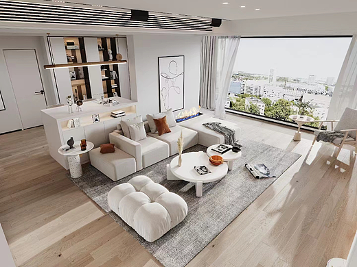 现代简约纯白客餐厅