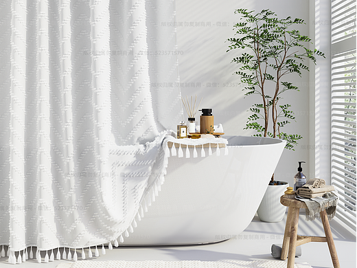 写实簇绒浴室帘制作效果图