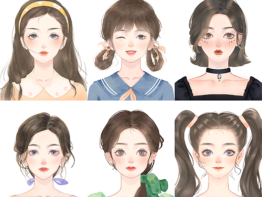 少女頭像九宮格（個(gè)人主頁(yè)-ZNjAzNjQ5MDg=） - 創(chuàng)作習(xí)作 - 站酷設(shè)計(jì)師我們仨__原創(chuàng)素材 - 站酷ZCOOL