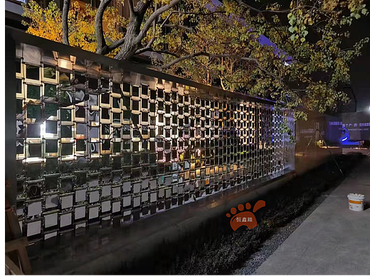 户外不锈钢风动景墙 创意不锈钢风动格栅