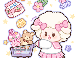 可愛綿羊妹動(dòng)物Q版貼紙