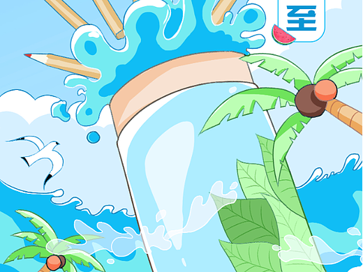 一张夏至节气手绘海报