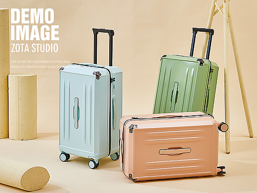 『场景』纯色卡其墙-行李箱静物拍摄