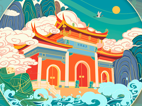 泉州地标建筑｜国风城市地标建筑插画