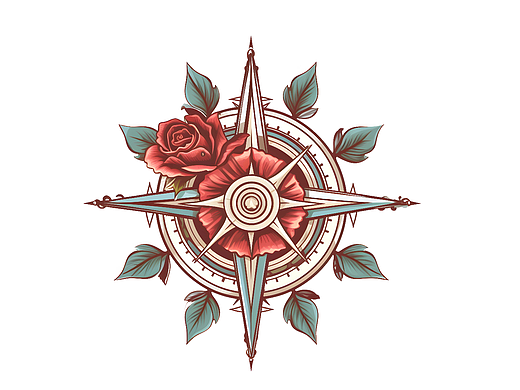 指南针 玫瑰花 logo 花纹 布艺花色 壁纸插图 瓷砖花纹
