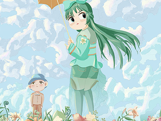 撑伞的小女孩（个人主页-ZNjU2NTE0ODg=） - 艺术插画 - 站酷设计师春晓Andy原创素材 - 站酷ZCOOL