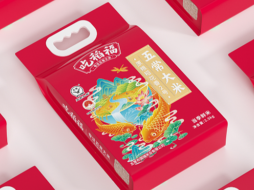 吃稻福五常大米包装设计