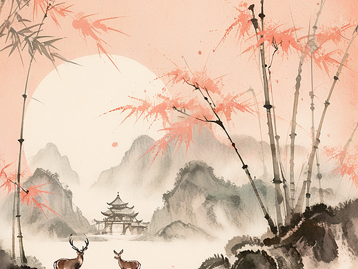 树深时见鹿， 溪午不闻钟