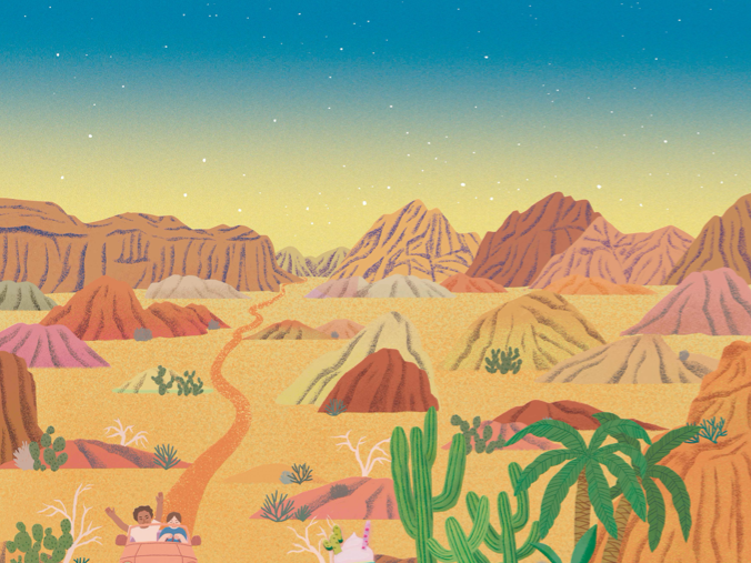 沙漠绿洲绘画作品图片