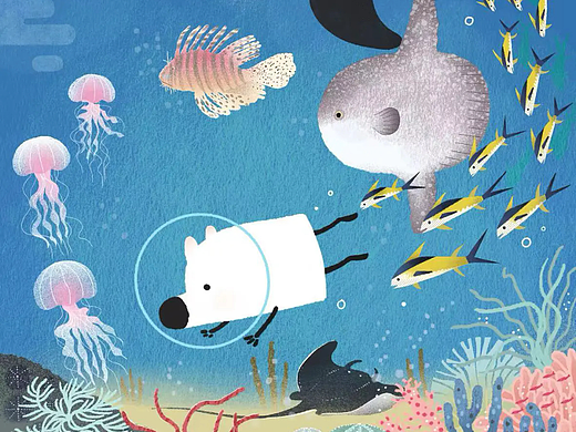 与刘看山的《蓝色之旅》原创插画
