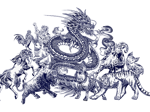 原创装饰性国潮国风十二生肖插画