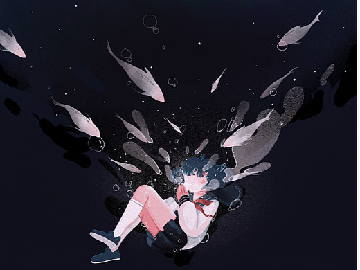 Deep in the water