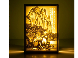 山路松声图 唐寅 纸雕