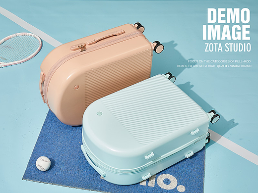 『场景』休闲运动网球场-行李箱静物拍摄