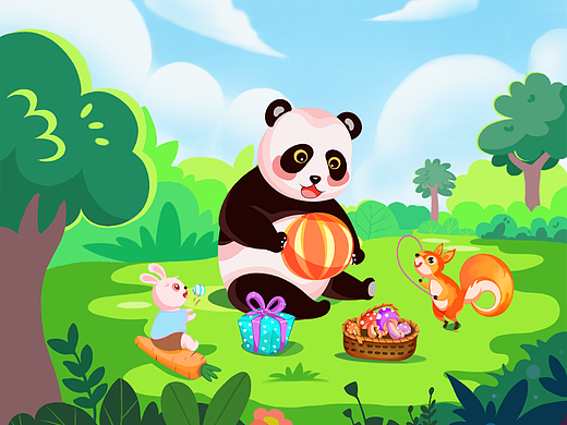 扁平渐变儿童插画