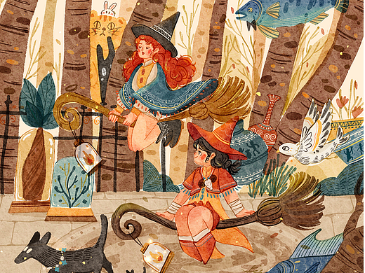 魔女系列13:原创插画-魔女的征程