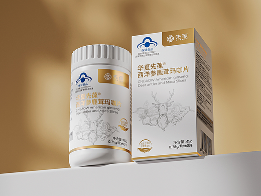 保健品包装西洋参鹿茸玛咖片包装设计©刘益铭原创作品