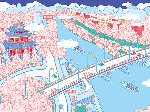 菁藤艺术 | 小熊丢丢 | 桂林全景插画设计