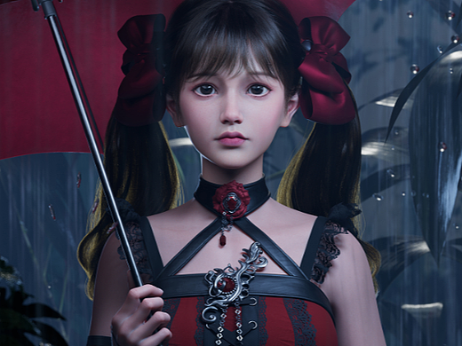 雨中的小女孩