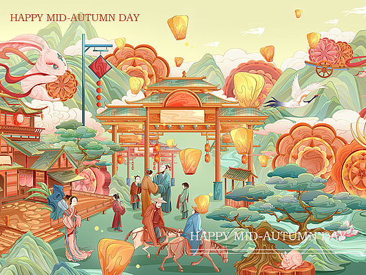 中秋节插画 / 《中秋月下图》之 汉代