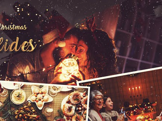 AE模板 | 雪花飞舞动态动画创意标题介绍圣诞节视频