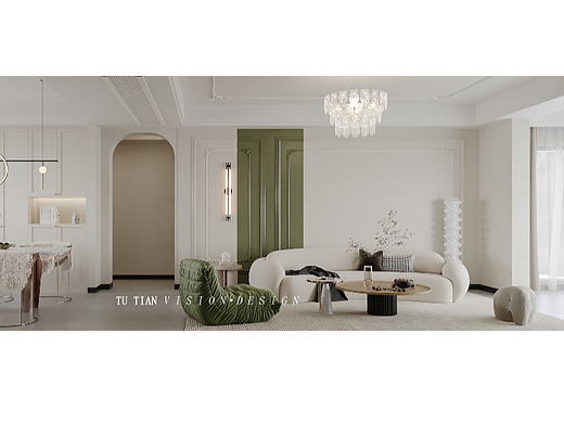 轻法式~奶油白+橄榄绿