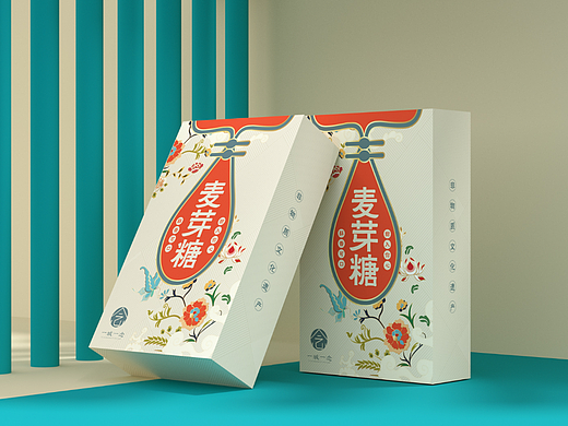 小清新中国风麦芽糖包装、食品包装盒、土特产包装盒