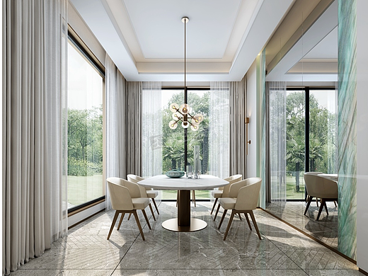 金科九曲河装修方案,现代中式风格别墅设计,天古装饰