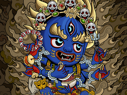 大黑天神 摩诃迦罗-矢量插画