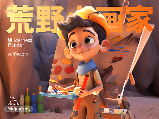 “荒野小画家”IP形象Midjourney连续性练习