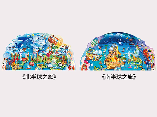 超大张环球旅行拼图插画
