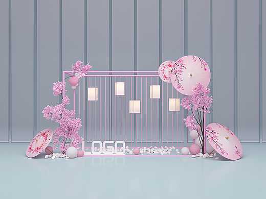 美陈DP打卡点夜市集市新年导视合影区网红婚礼花艺