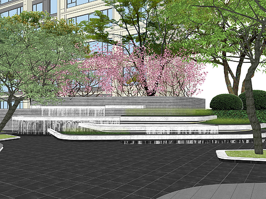 跌水景墙SU模型下载