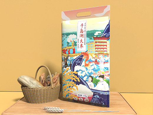 千島湖大米設計（個人主頁-ZNjEzODI5MDQ=） - 商業(yè)插畫 - 站酷設計師米斯夏Summer原創(chuàng)素材 - 站酷ZCOOL