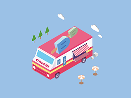 25D插画—冰激凌车