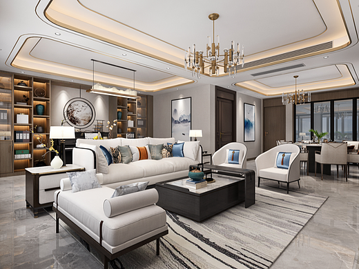 现代轻奢客餐厅卧室