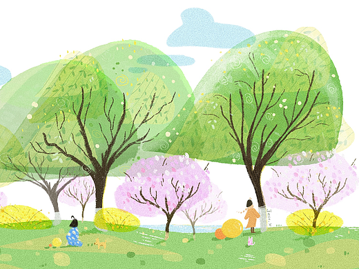 明媚春天（個人主頁-ZNjg0MTg1NDA=） - 商業(yè)插畫 - 站酷設(shè)計師杏仁兒Jess.X.原創(chuàng)素材 - 站酷ZCOOL