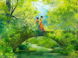 古風半厚涂插畫｜踏青記