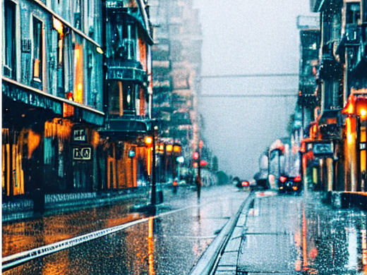 雨中的市景