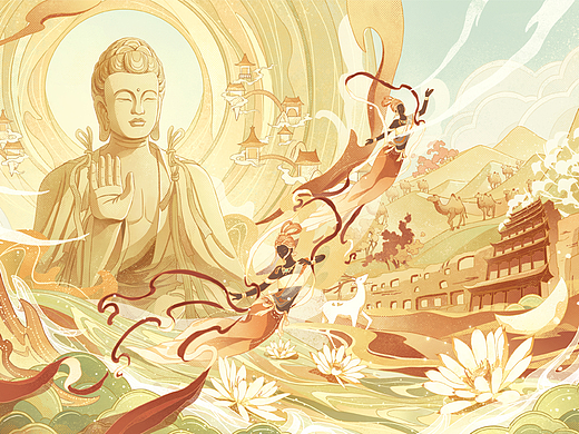 綺夢敦煌（個(gè)人主頁-ZNjE0NzQzMzY=） - 商業(yè)插畫 - 站酷設(shè)計(jì)師浣熊浣浣原創(chuàng)素材 - 站酷ZCOOL