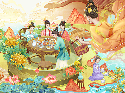 【國(guó)風(fēng)插畫】月下仙子下凡慶中秋（個(gè)人主頁(yè)-ZNjUzMzQ0Mjg=） - 商業(yè)插畫 - 站酷設(shè)計(jì)師冰七靈原創(chuàng)素材 - 站酷ZCOOL